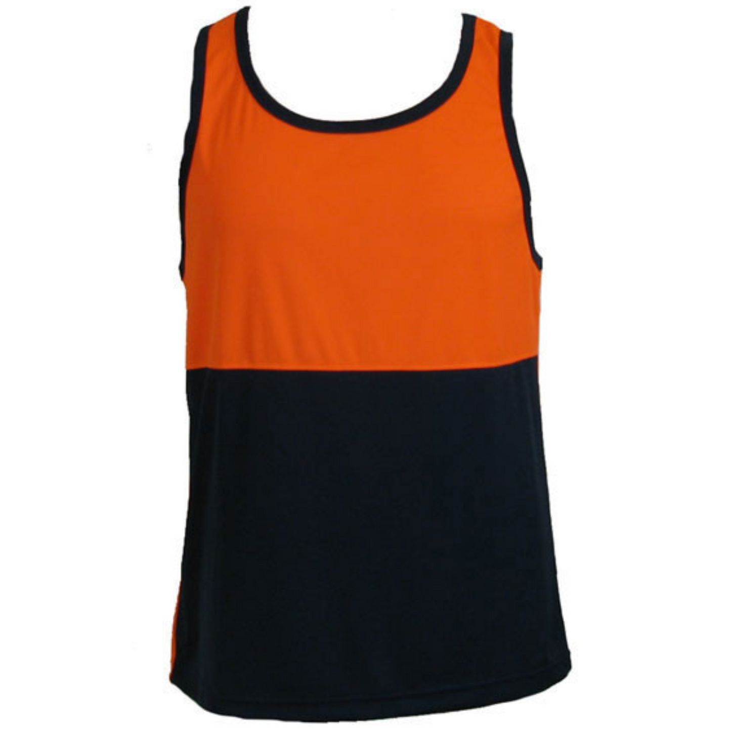 Hi Vis SINGLET Work Wear Safety Tank Top Fluro Micro Mesh UPF50+ High Visibility - Orange - XX-Large