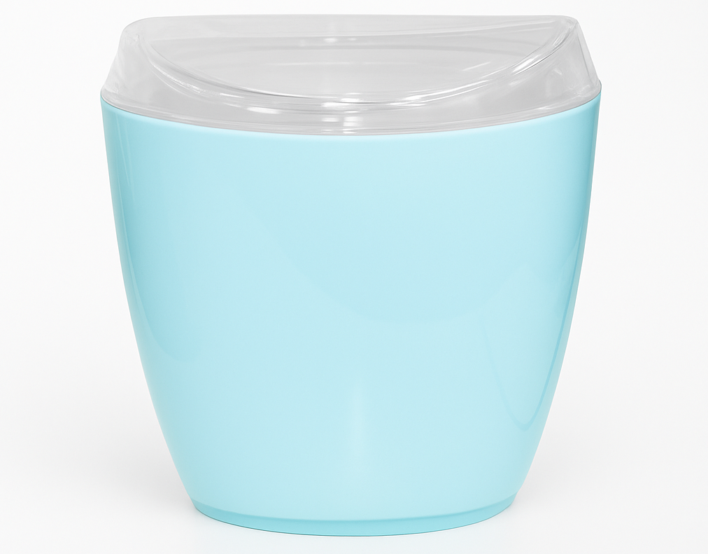 Oval Swing Top Waste Rubbish Bin Acrylic Lightweight Compact Bathroom Office in Blue