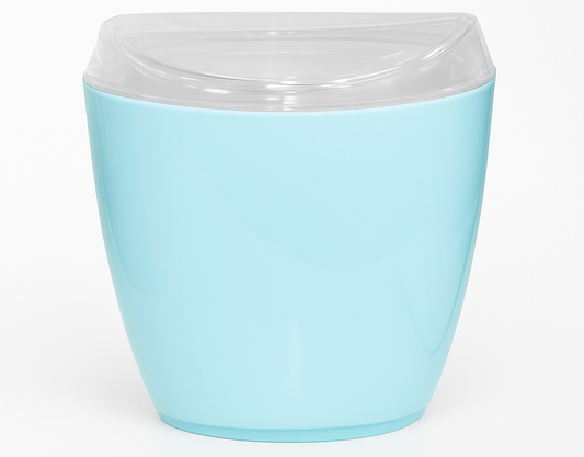Oval Swing Top Waste Rubbish Bin Acrylic Lightweight Compact Bathroom Office in Blue