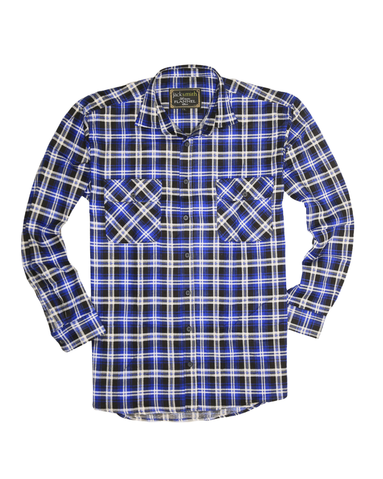 Mens 100% Cotton Flannelette Shirt Long Sleeve Check Authentic Flannel - Denim - 9XL