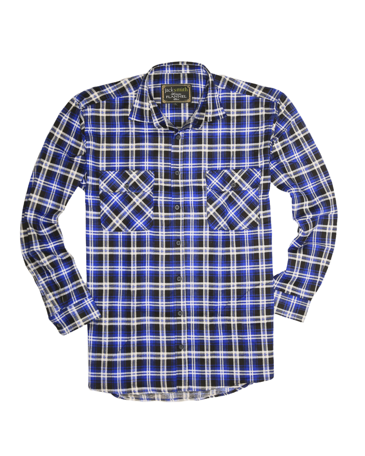 Mens 100% Cotton Flannelette Shirt Long Sleeve Check Authentic Flannel - Denim - L