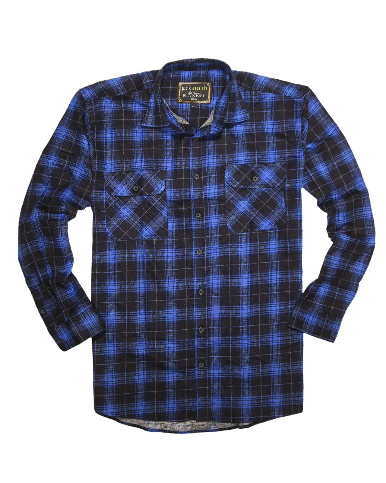 Mens 100% Cotton Flannelette Shirt Long Sleeve Check Authentic Flannel - Blue - 9XL