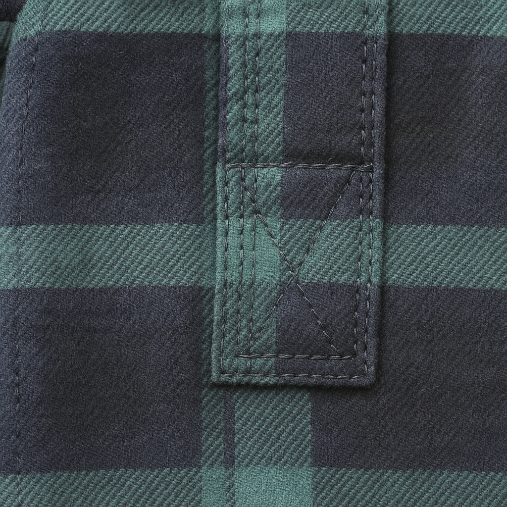 Mens Flannelette Long Sleeve Pullover Shirt 100% Cotton Flannel - Half Placket - Green/Navy - 8XL