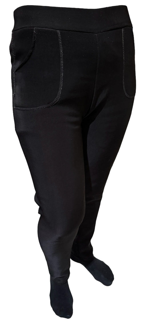 Ladies Fur Lined Thermal Leggings Womens Warm Winter Pants Stretch Skinny Leg - M/L