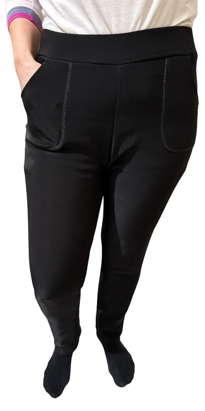 Ladies Fur Lined Thermal Leggings Womens Warm Winter Pants Stretch Skinny Leg - S/M