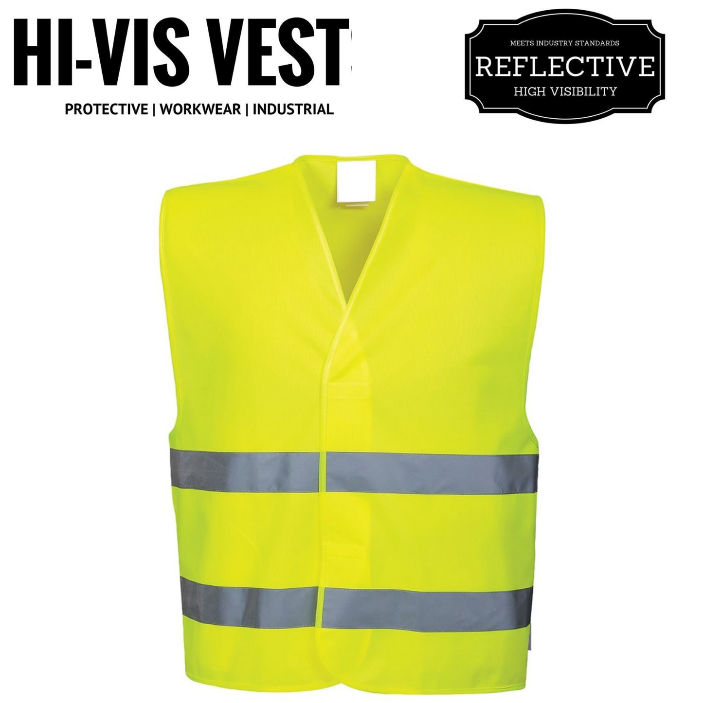 Hi Vis Safety VEST Reflective Tape Workwear Yellow ONE SIZE Night & Day Use