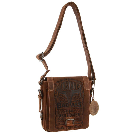 Jack's Inn Premium Blackthorne Crazy Horse Leather Crossbody Bag Vintage in Cognac