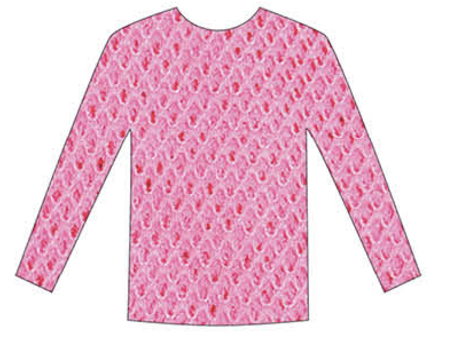 LONG SLEEVE FISHNET TOP Blouse T Shirt Tee Costume Party See Through - Light Pink