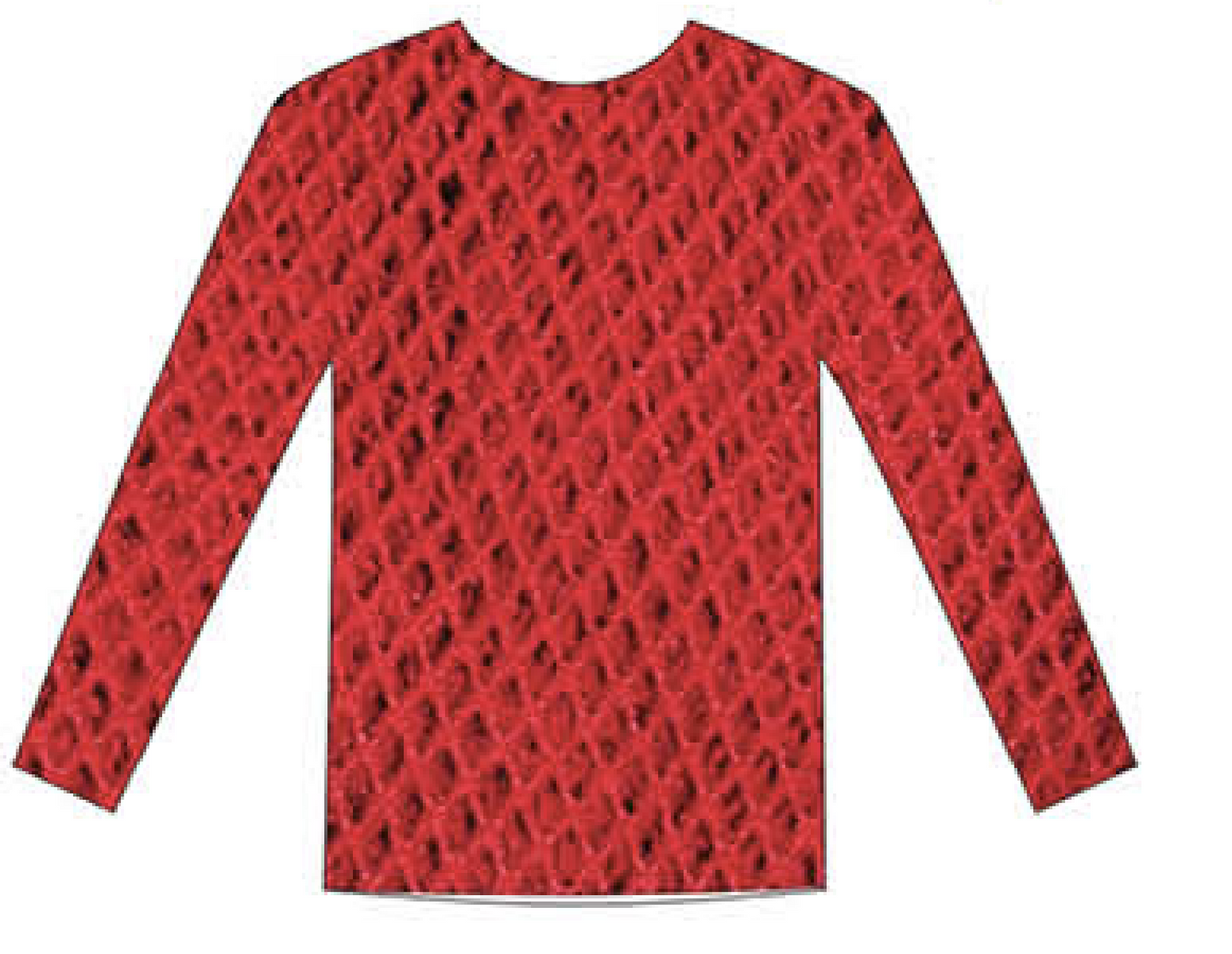 LONG SLEEVE FISHNET TOP Blouse T Shirt Tee Costume Party See Through - Red