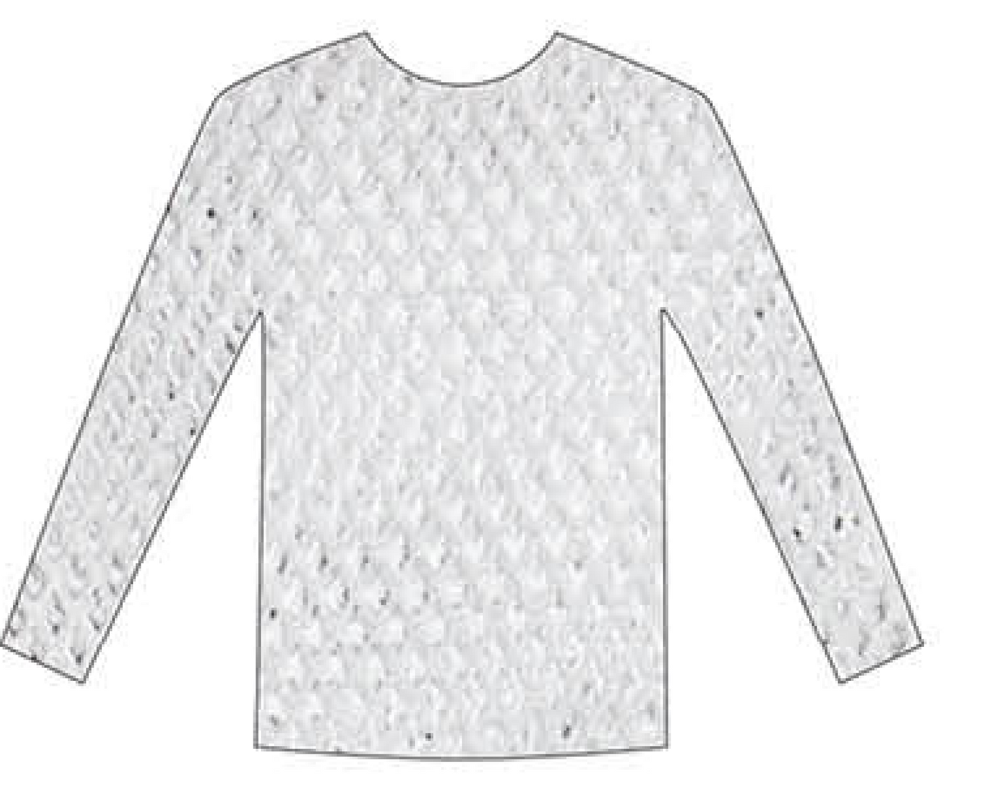 LONG SLEEVE FISHNET TOP Blouse T Shirt Tee Costume Party See Through - White