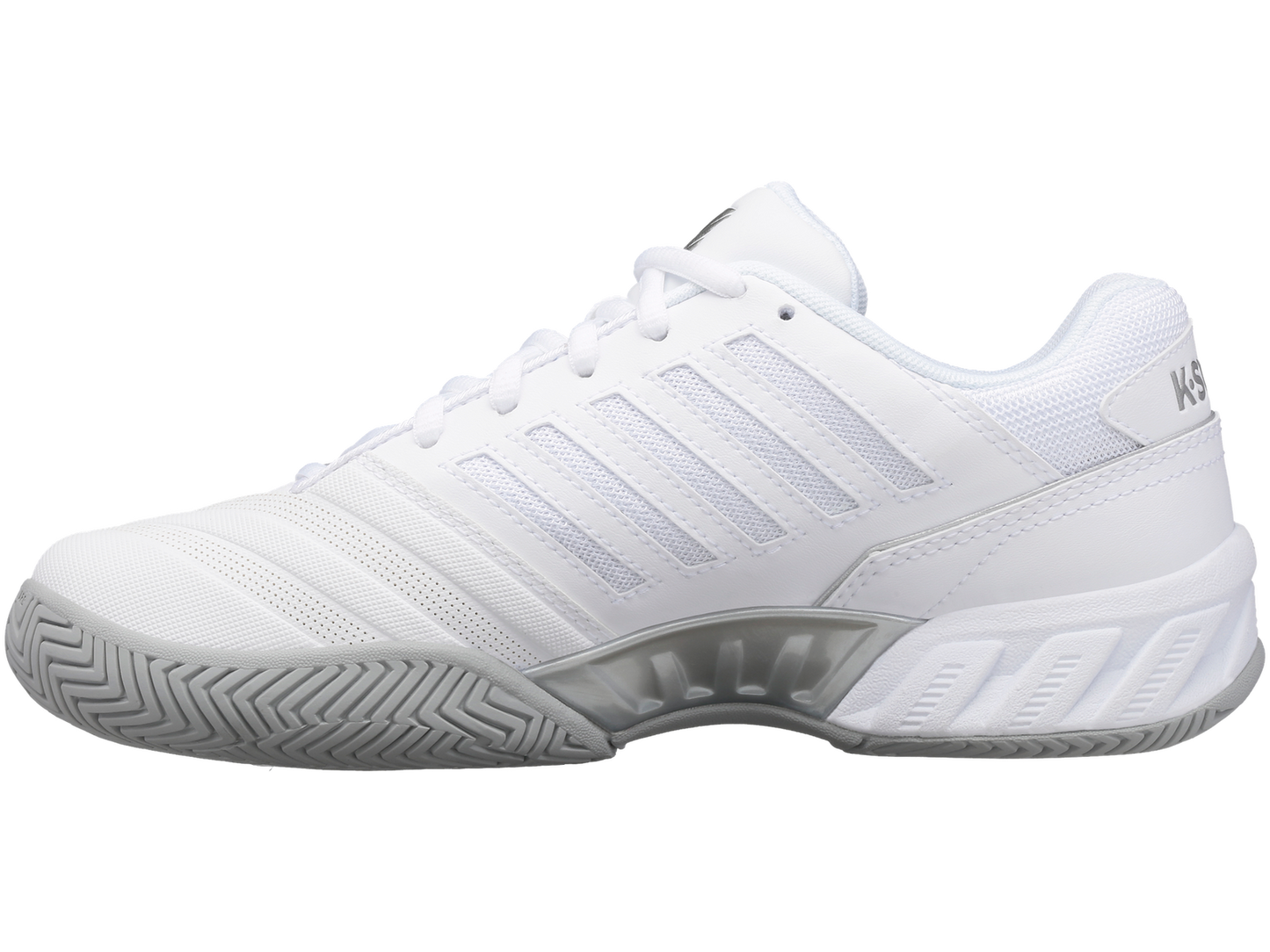 K-Swiss Womens Bigshot 4 AC Tennis Shoes - White/Silver - US 9