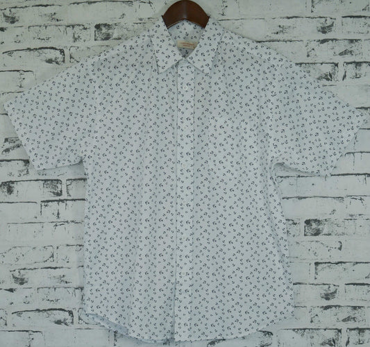 Mens MARINE ANCHOR SHIRT 100% COTTON Surf Party Short Sleeve Vintage S-6XL - White - 3XL