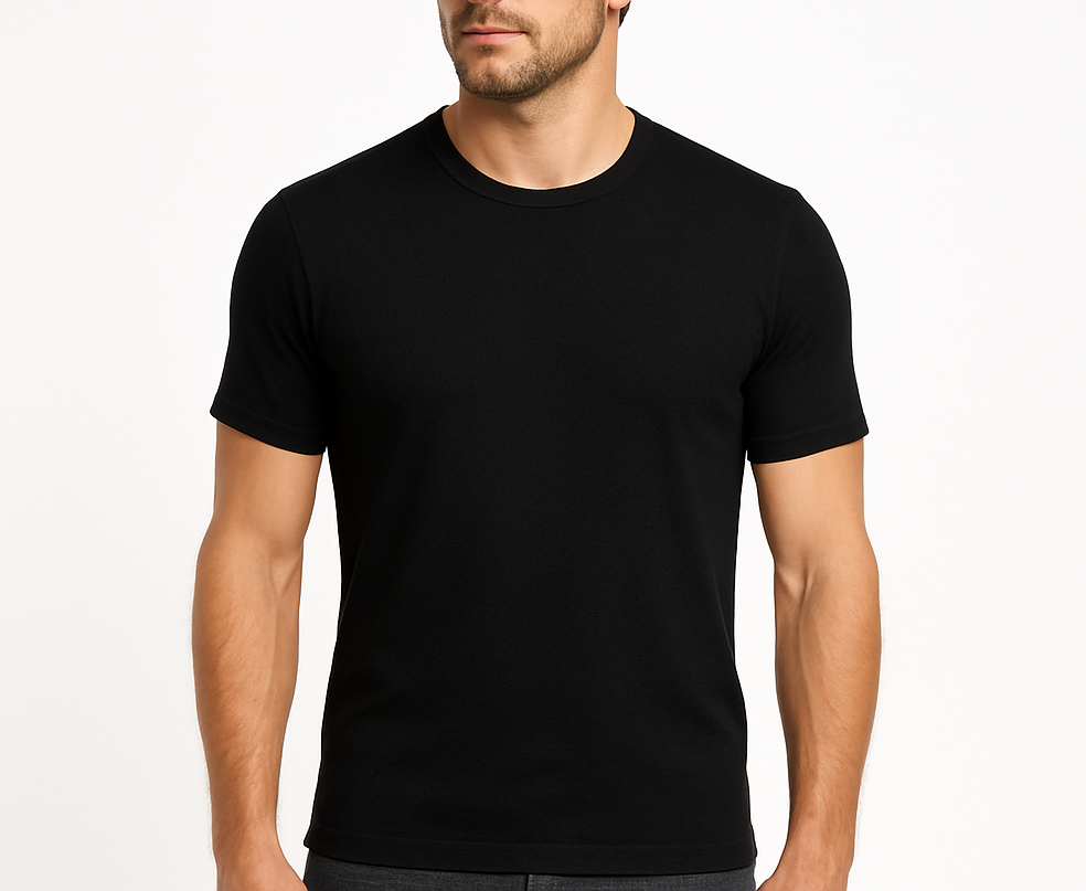 Mens 100% Pure Merino Wool Crew Neck Short Sleeve Top T Shirt Thermal Underwear - Black - Medium (95cm)