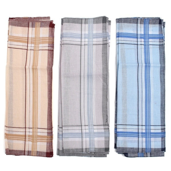 Mens HANDKERCHIEFS 100% Cotton Pocket Square Hanky Handkerchief 35x35cm - 12 Hankies