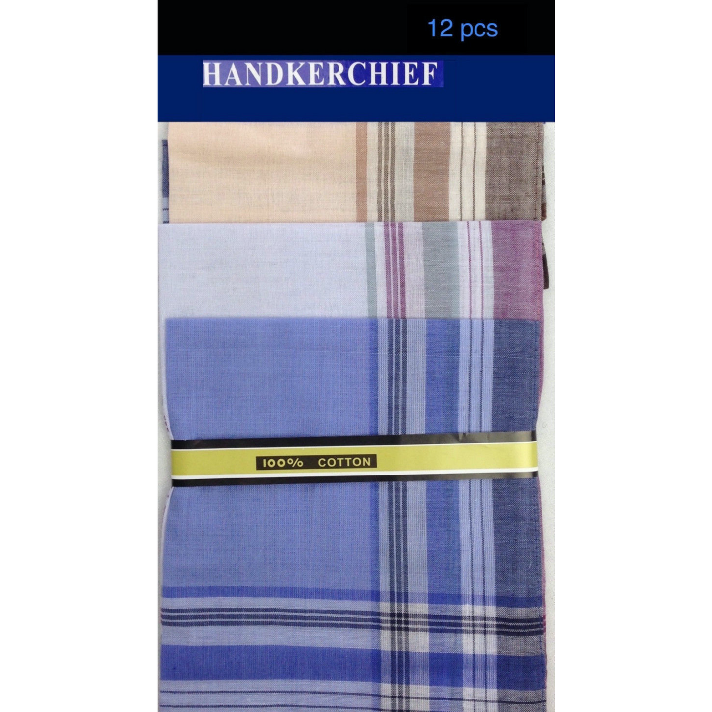 Mens HANDKERCHIEFS 100% Cotton Pocket Square Hanky Handkerchief 35x35cm - 12 Hankies