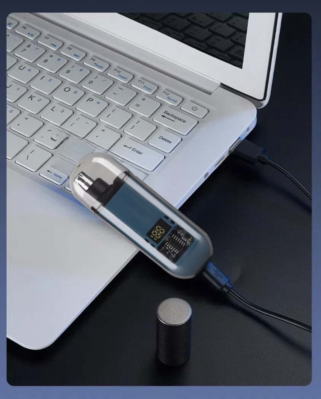 Handheld Portable Nose Hair Trimmer Rechargeable USB-C Clipper Shaver in Blue/Teal