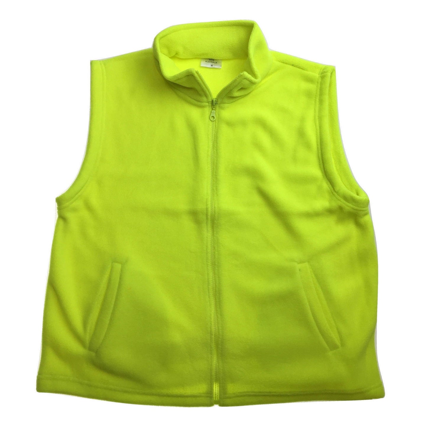 PLAIN HI VIS Polar Fleece Vest Full Zip Safety Workwear High Visibility Fleecy - Fluro Yellow - XL