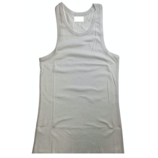Mens PLAIN SINGLET 100% Cotton Blank Slim Tank Top Gym Basic Casual S-3XL - White - M