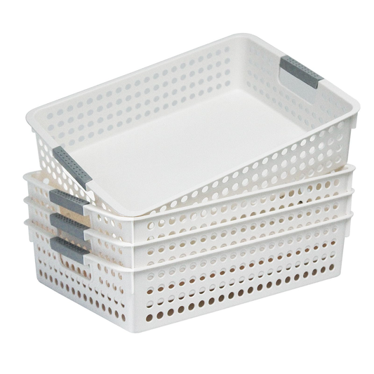 24x Premum Plastic Storage Basket Bulk w/ Grip Handles 36*25.5*8.5cm