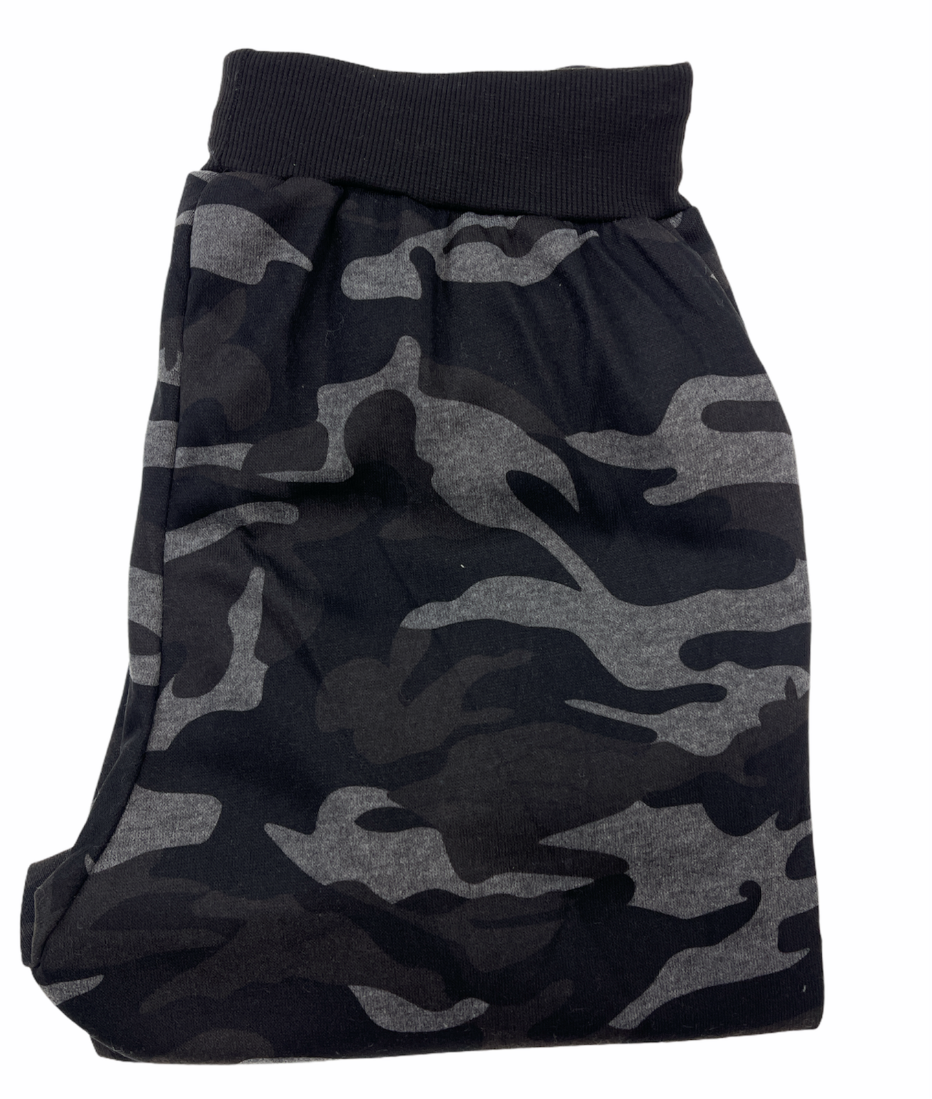 Mens Camouflage Track Pants Fleece Lined Jogger Camo Sweatpants Trackies - Black/Grey - Small/Medium (28""-32"")