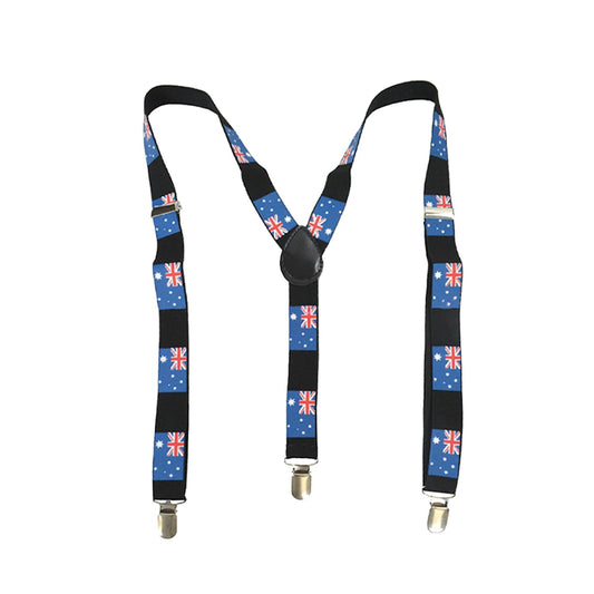 Mens Suspenders Braces Adjustable Strong Clip On Elastic Formal Wedding Slim - Australia Flag