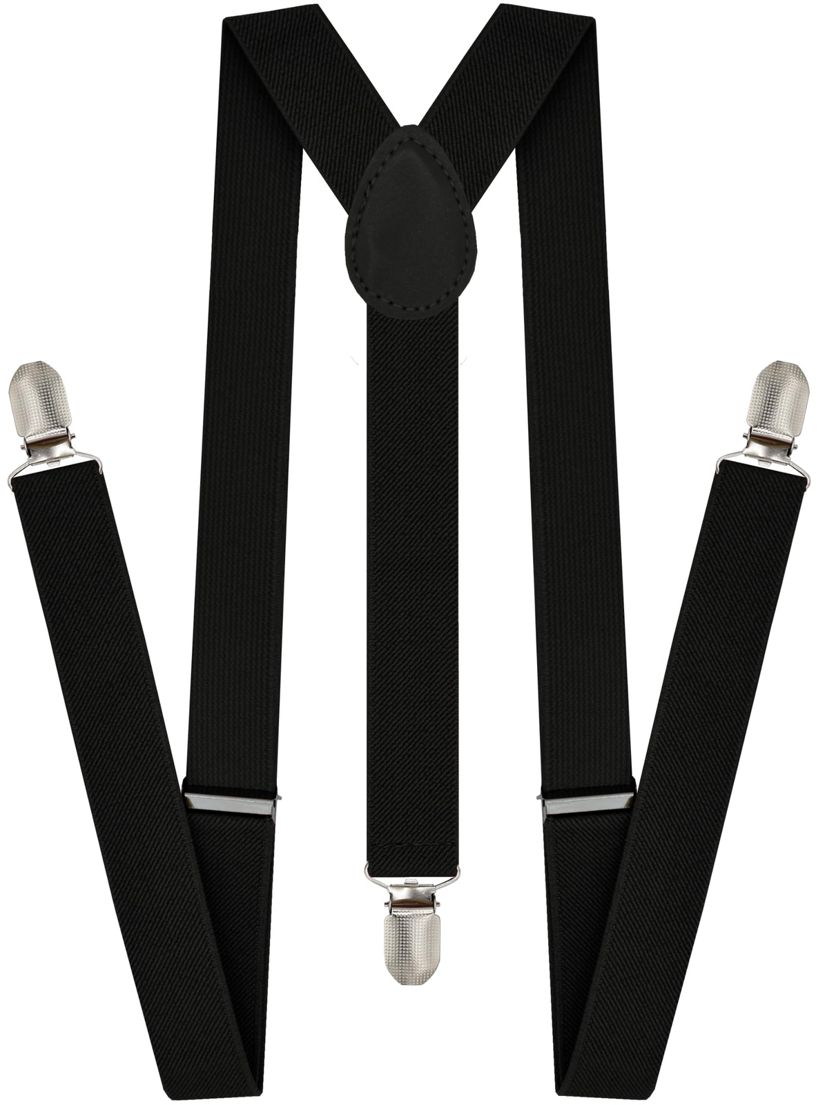 Mens Suspenders Braces Adjustable Strong Clip On Elastic Formal Wedding Slim - Black
