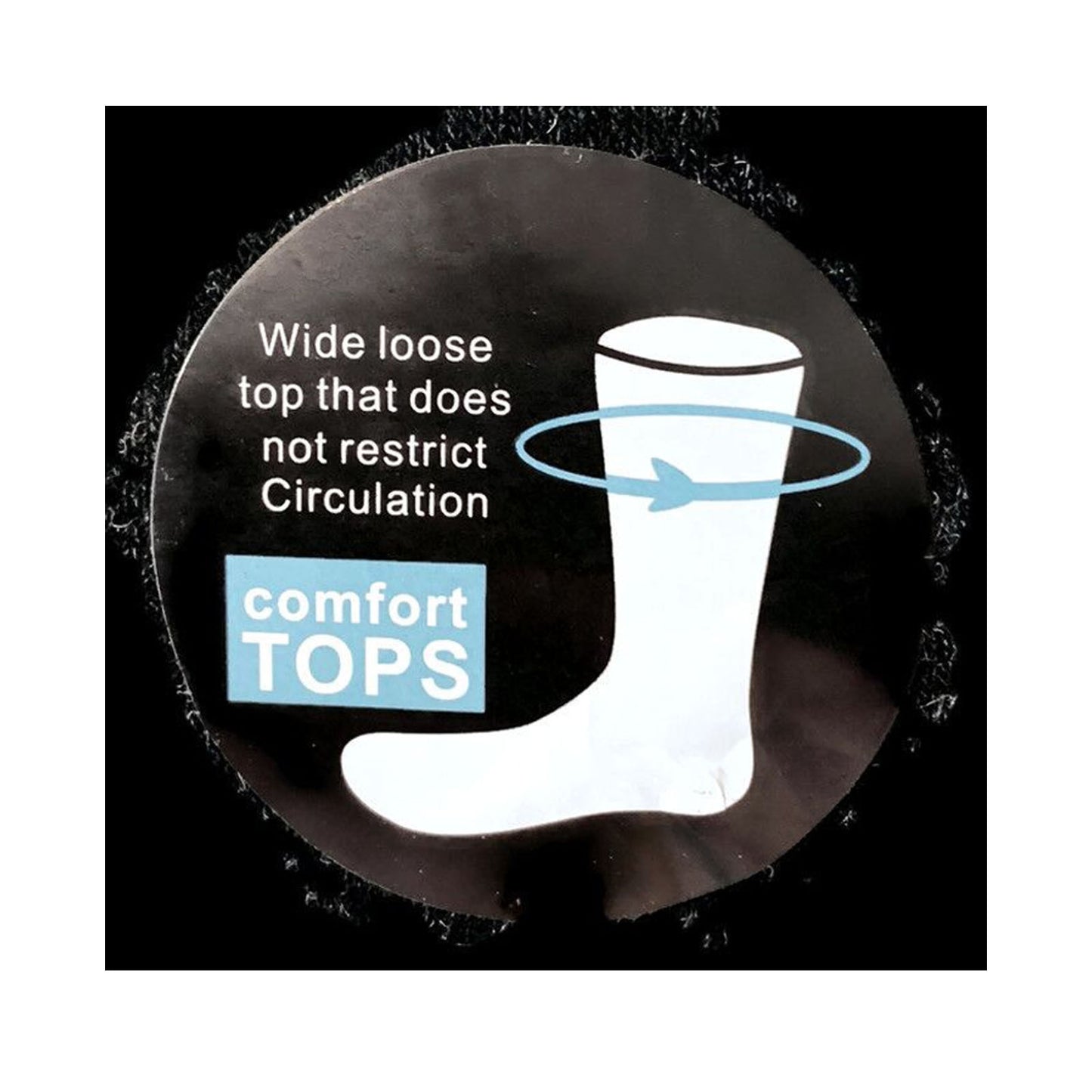 Merino Wool Mens Loose Top Thermal Socks Diabetic Comfort Circulation - 1 Pair - Black - 2-8