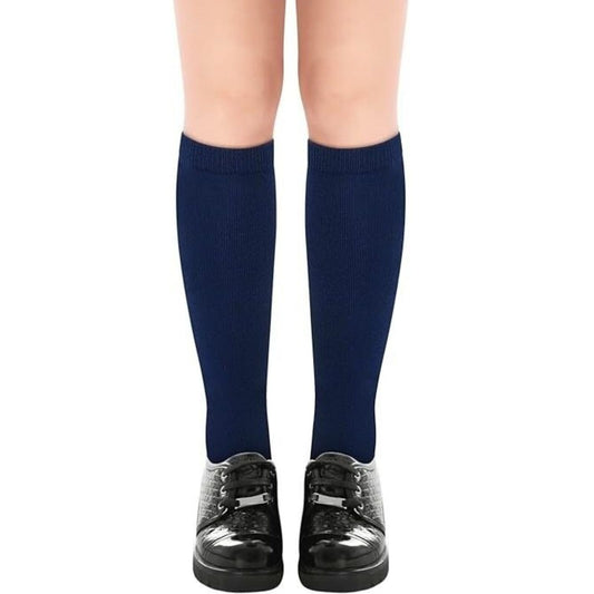 1x Pair School Uniform Knee High Socks Cotton Rich Girls Boys Kids - Navy - 2-8 (10-12 Years Old)