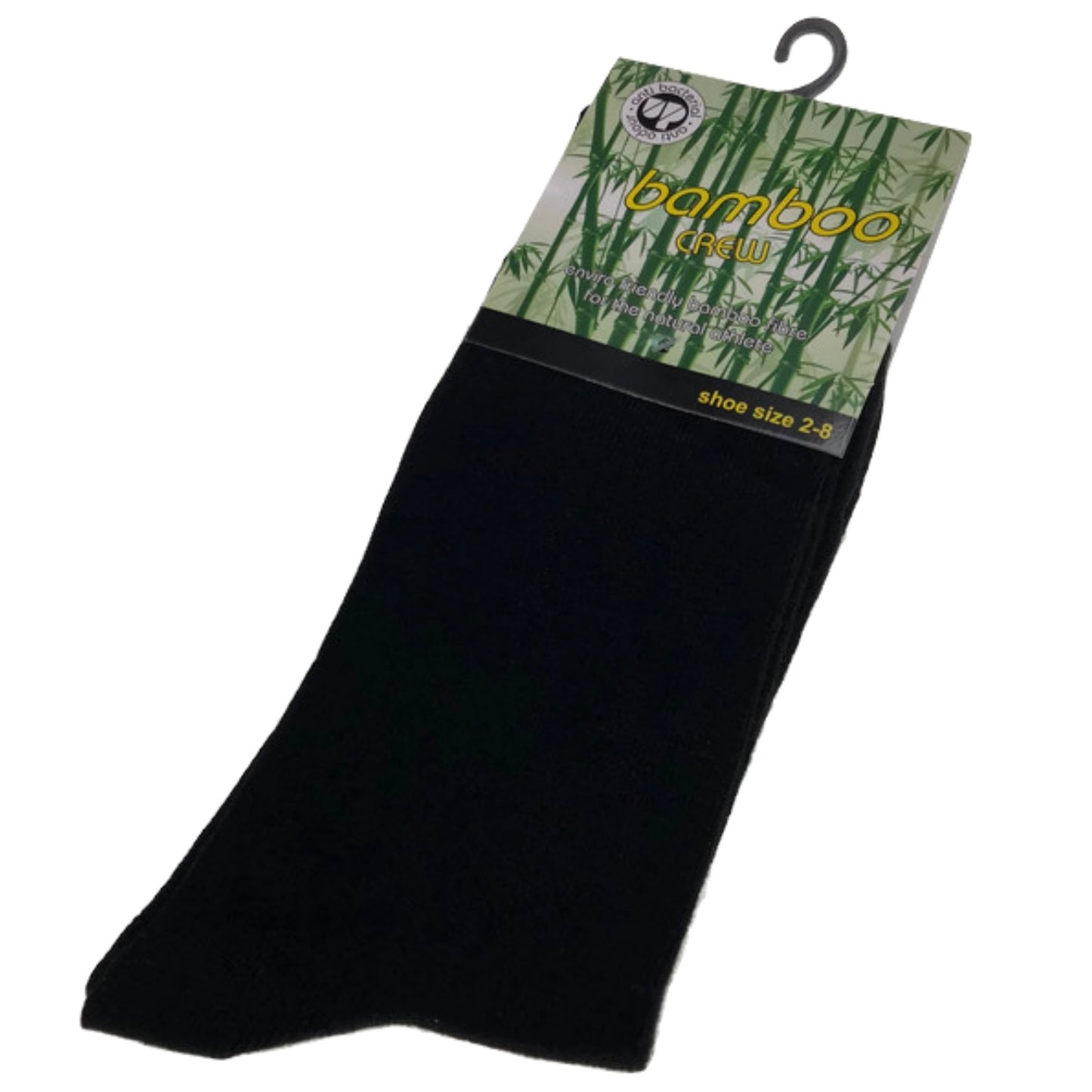 BAMBOO SOCKS Crew Natural Eco Healthy Enviro Unisex Work Anti-Bacterial Business - Black - 2-8