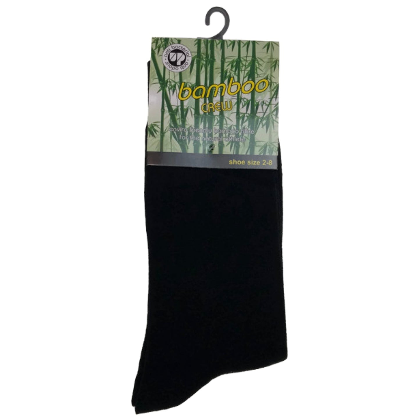 BAMBOO SOCKS Crew Natural Eco Healthy Enviro Unisex Work Anti-Bacterial Business - Black - 2-8