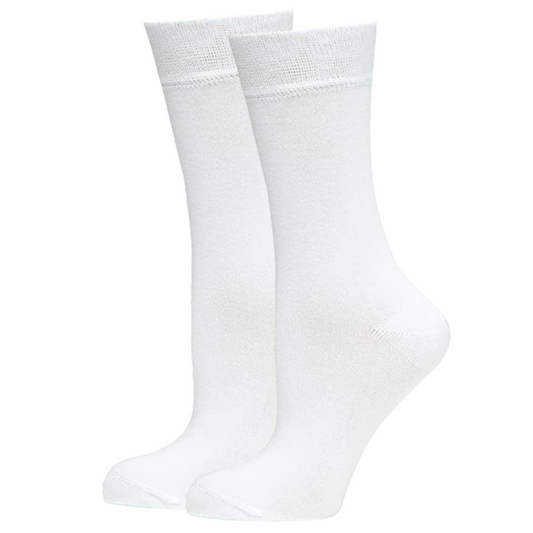 BAMBOO SOCKS Crew Natural Eco Healthy Enviro Unisex Work Anti-Bacterial Business - White - 6-11
