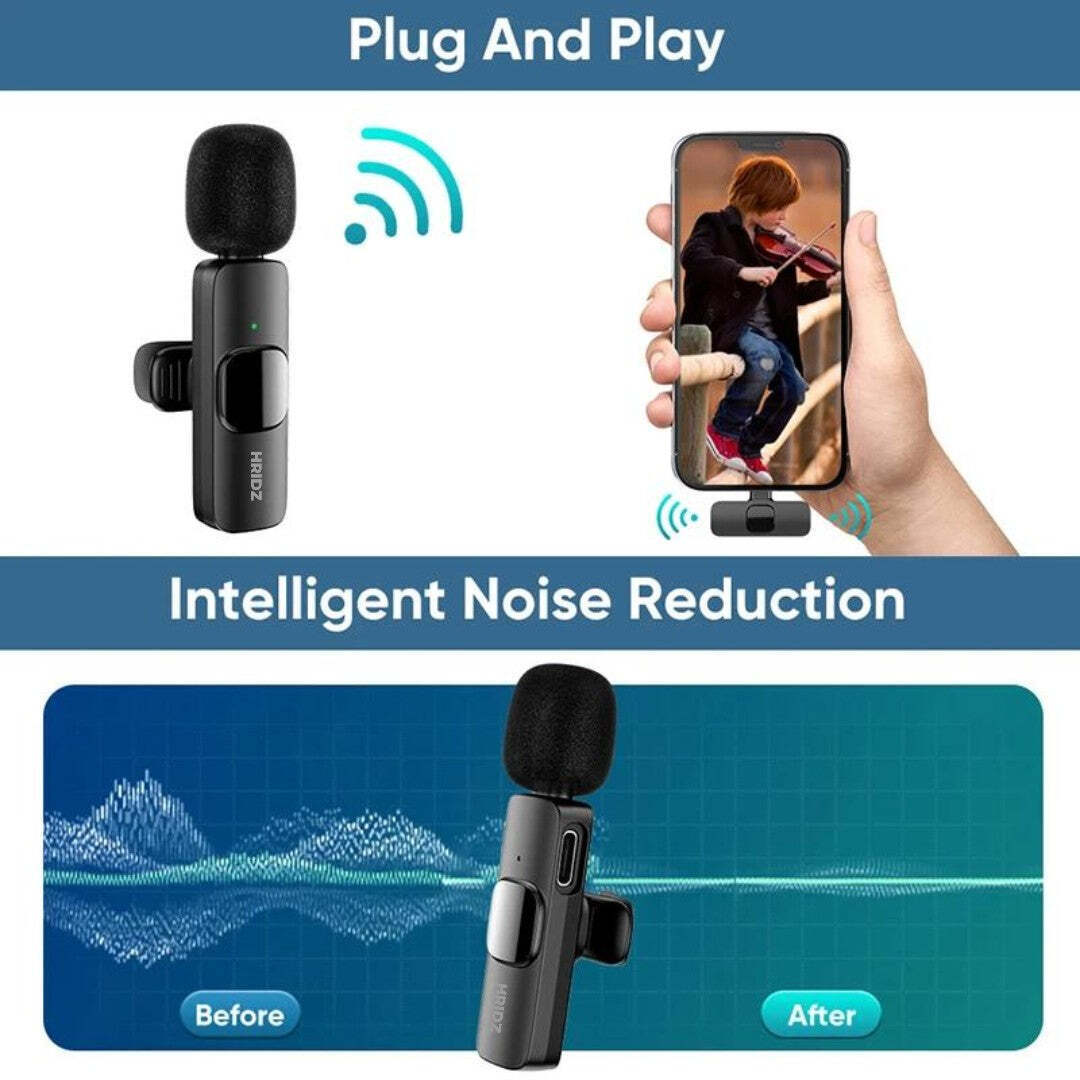Hridz K9 Wireless Rechargeable 1 in 1 Microphone For fast connection Port Devices Recording Interview