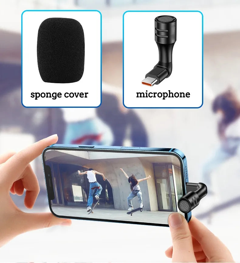 HRIDZ Portable Mini Microphone 3.5mm Stereo Type-C Flexural Bendable Mic - 3-pole