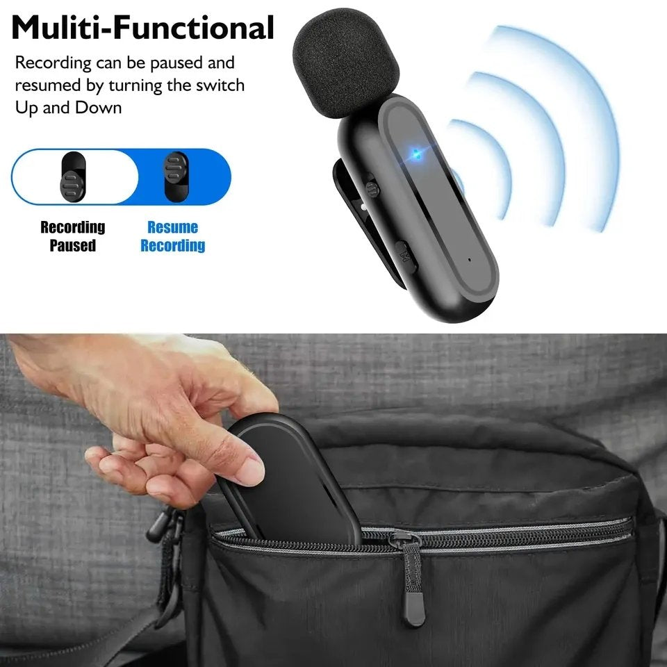 HRIDZ Wireless Lavalier Microphone fast connection Port Mic For Apple iPhone ipad Vlog Live Stream