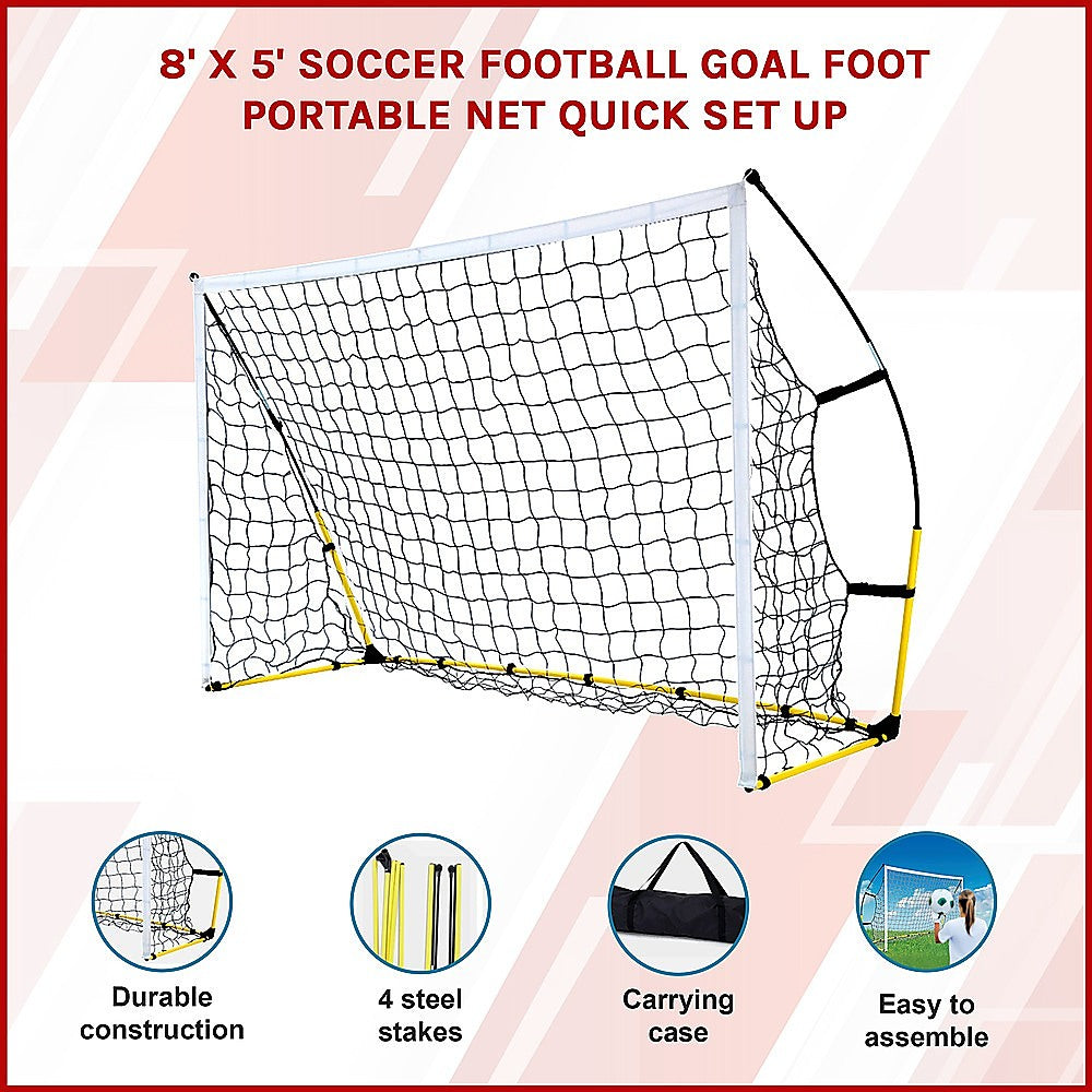 8 x 5 Soccer Football Goal Foot Portable Net Quick Set Up