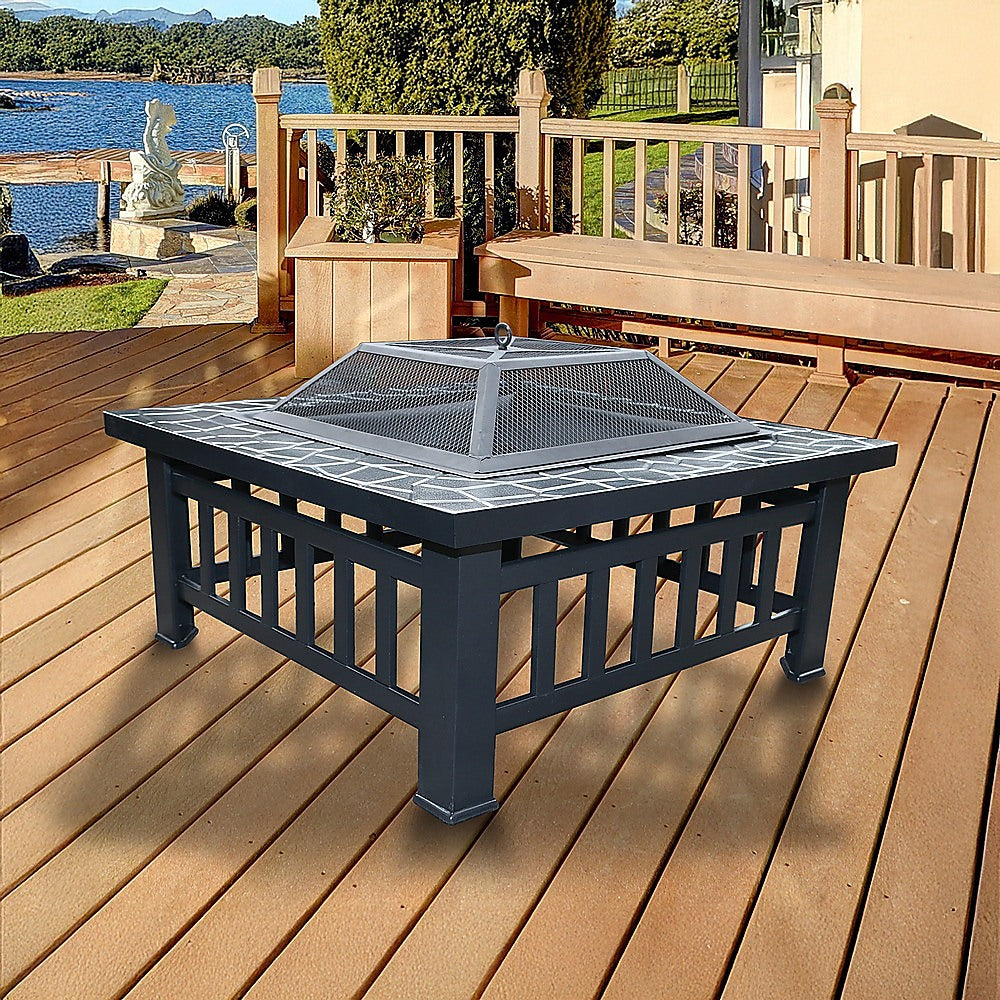 18 Square Metal Fire Pit Outdoor Heater