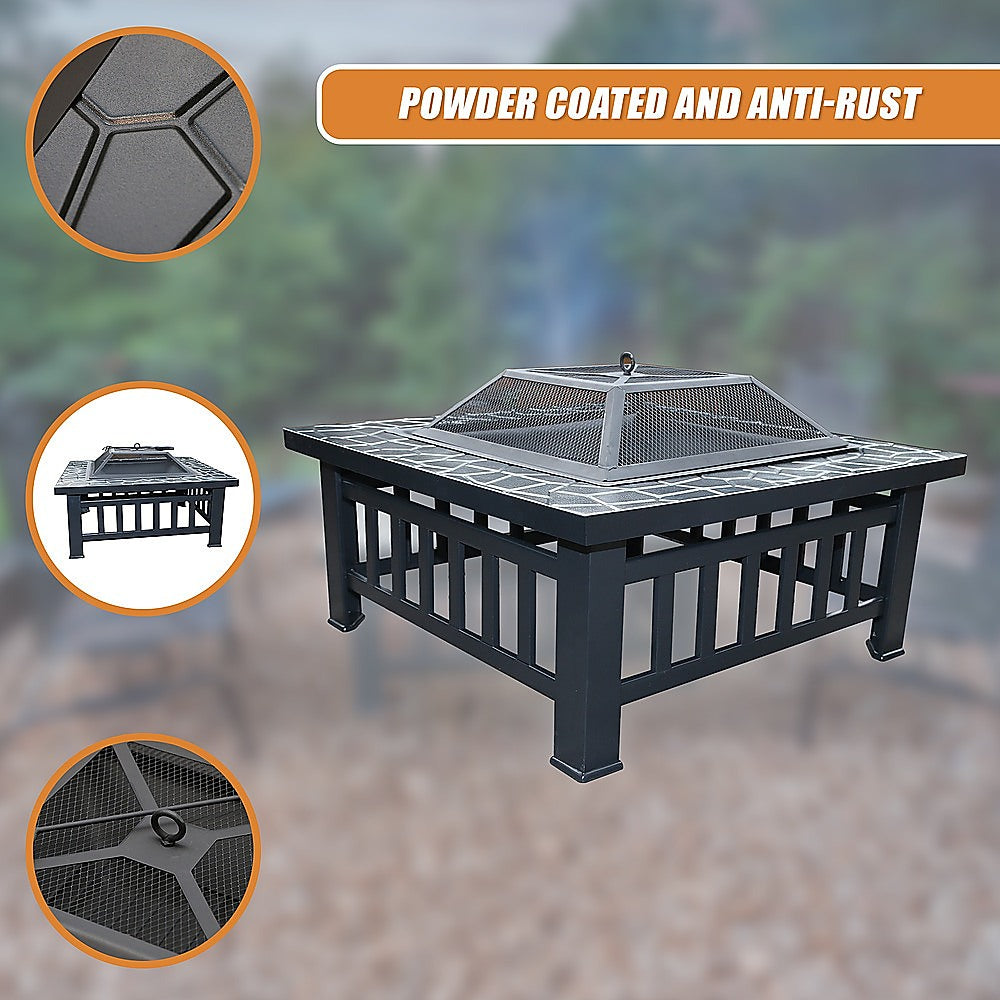 18 Square Metal Fire Pit Outdoor Heater