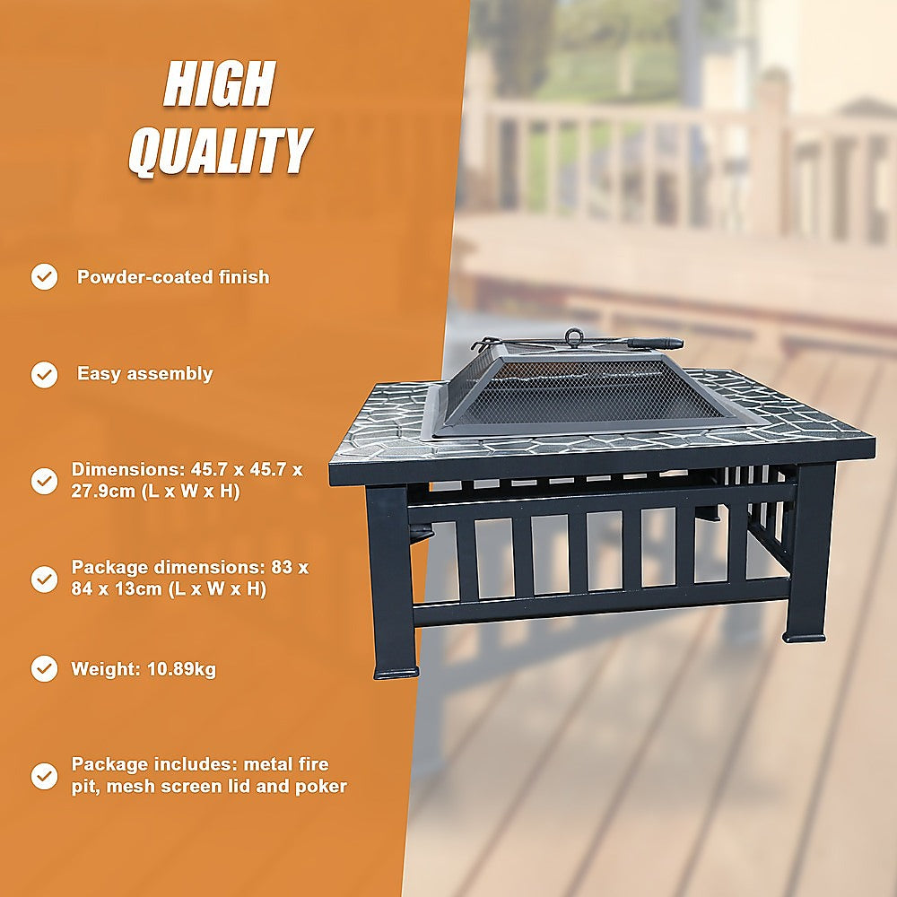 18 Square Metal Fire Pit Outdoor Heater