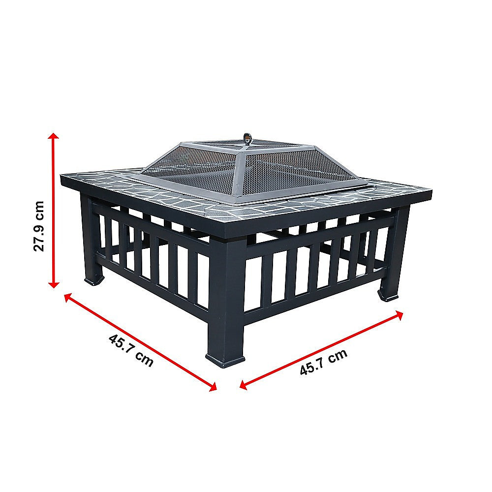 18 Square Metal Fire Pit Outdoor Heater