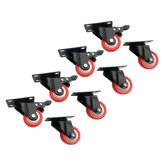 8 x 2 Polyurethane Castor Wheels - Swivel and 4 with brake