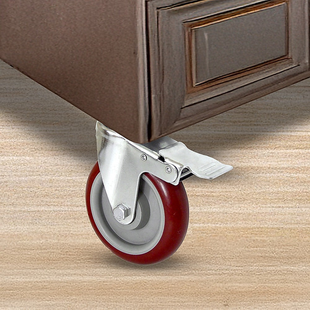 4 X 5 Heavy Duty 400kg Swivel Castor Wheels Trolley Furniture Caster All Brake