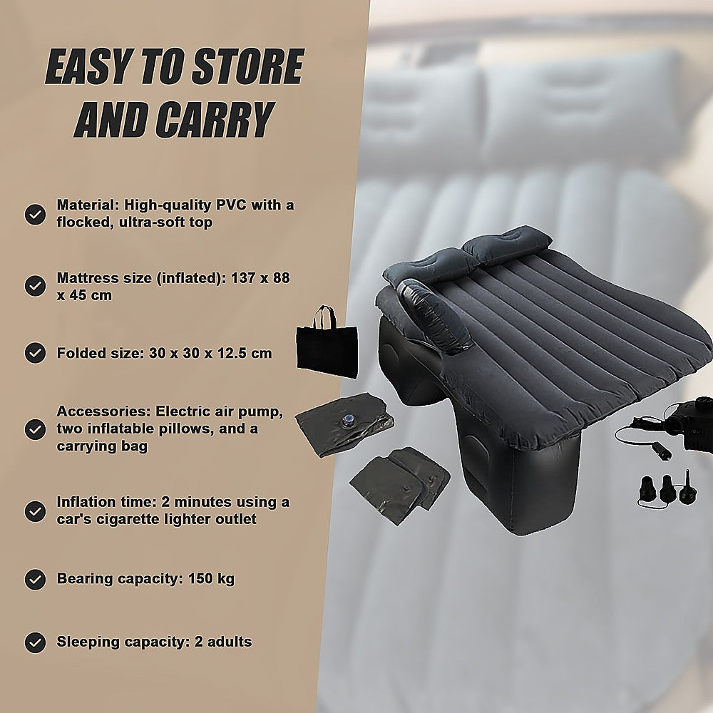 Inflatable Car Back Seat Mattress Portable Travel Camping Air Bed Rest Sleeping