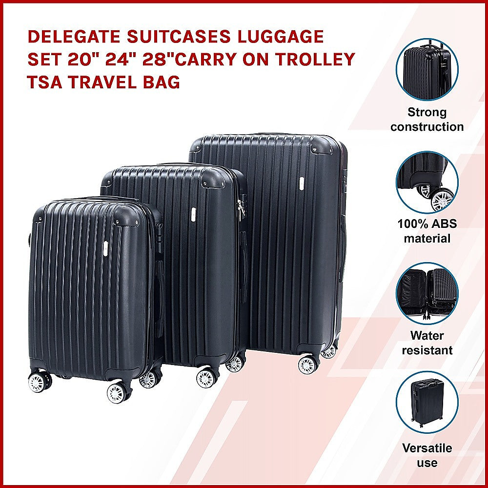 Delegate Suitcases Luggage Set 20 24 28Carry On Trolley TSA Travel Bag