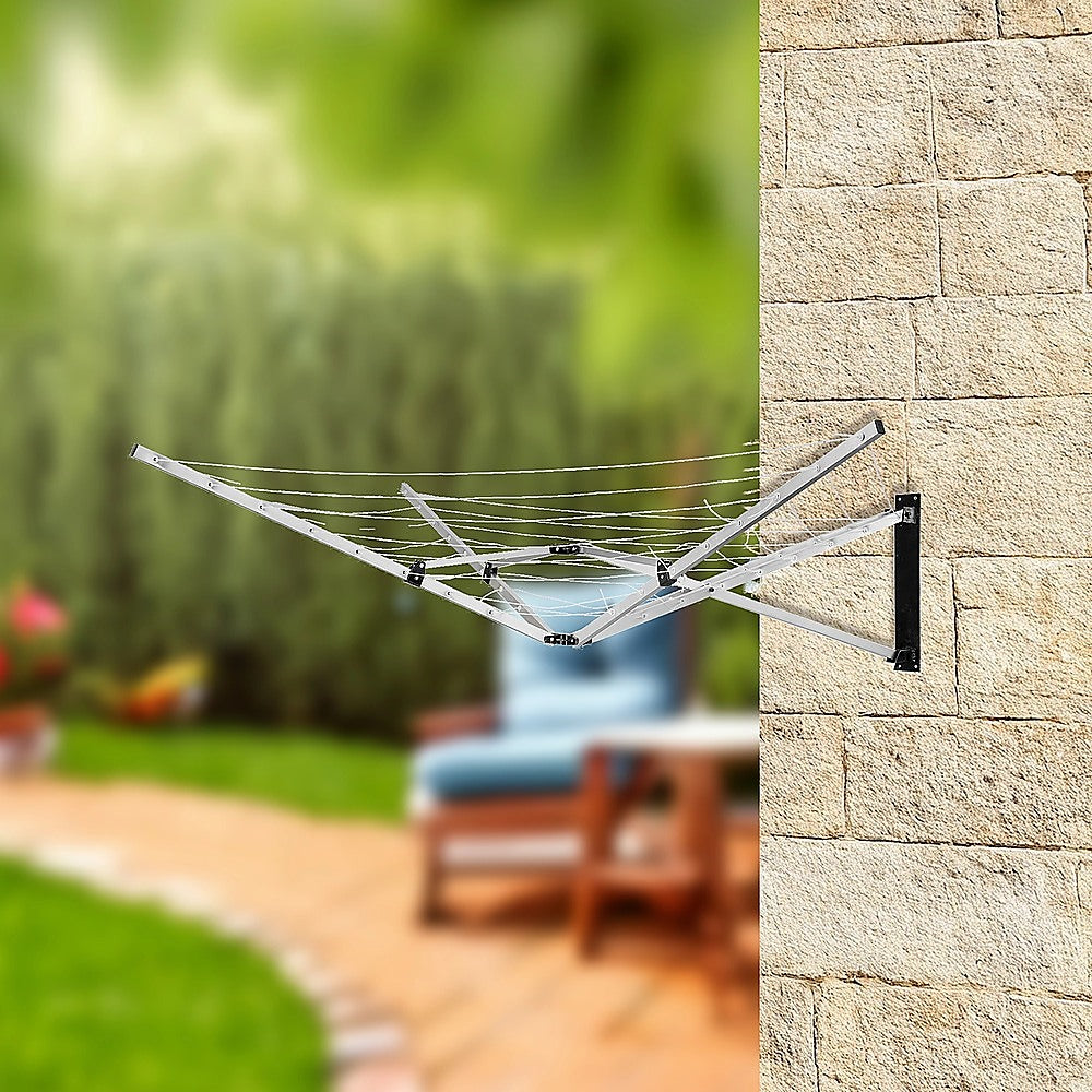 26m 5 Arm Wall Hang Mountable Clothes Airer Dryer Washing Line Bathroom Kitchen