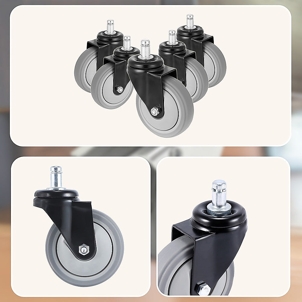 5x Office Chair Caster Wheels Set Heavy Duty & Safe for All Floors w/Universal Fit