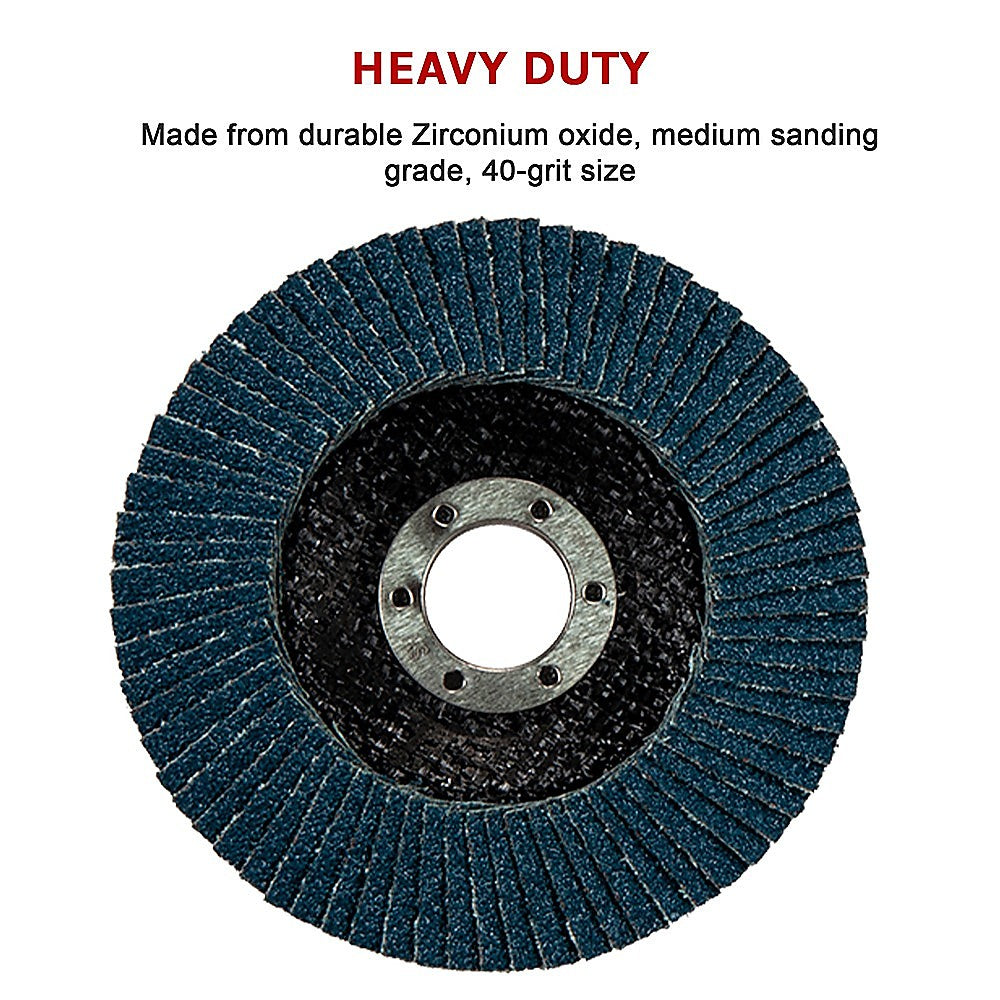 50x Pack Premium Zirconia Flap Disc Sanding Grinding 115mm 4.5 40 Grit