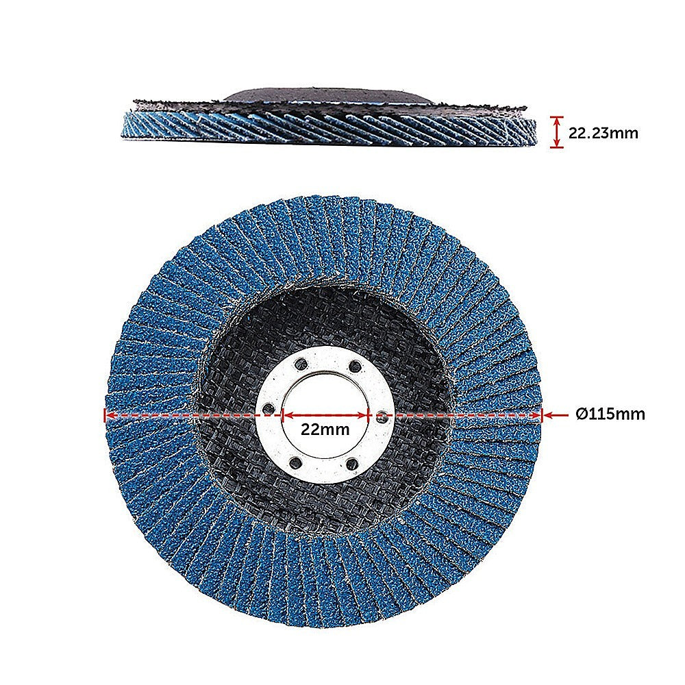 50x Pack Premium Zirconia Flap Disc Sanding Grinding 115mm 4.5 40 Grit