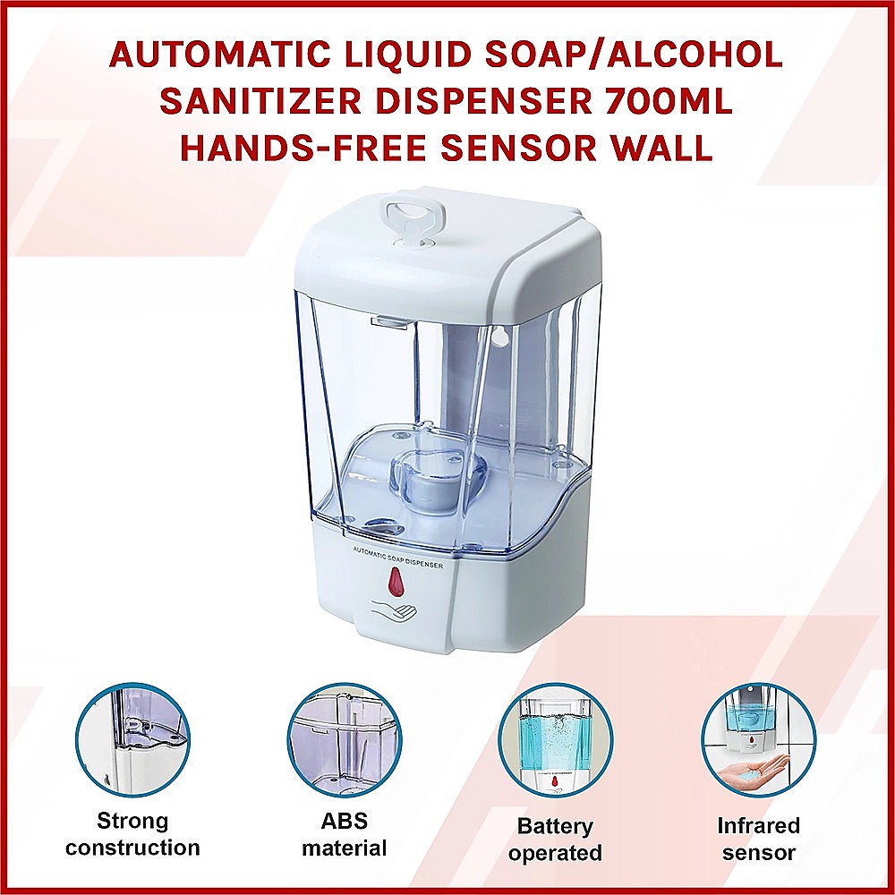Automatic Liquid Soap/Alcohol Sanitizer Dispenser 700ML Hands-Free Sensor Wall