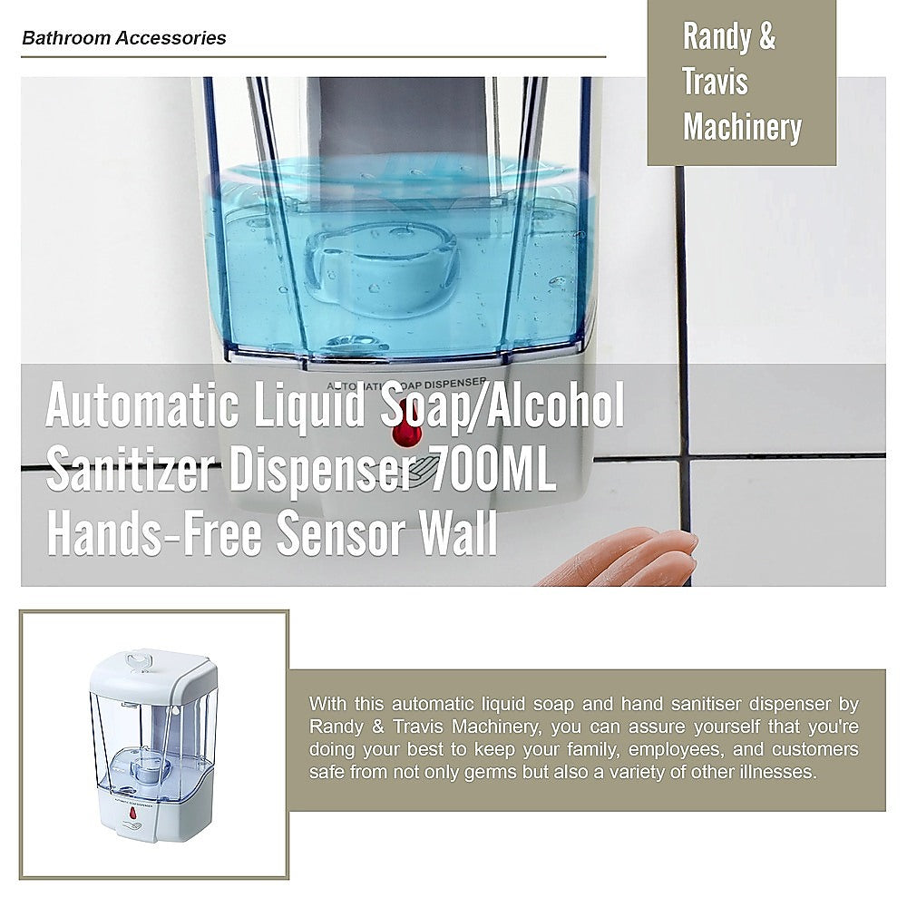 Automatic Liquid Soap/Alcohol Sanitizer Dispenser 700ML Hands-Free Sensor Wall