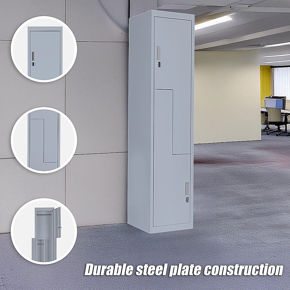 Grey Two-Door L-shaped Office Gym Shed Storage Lockers